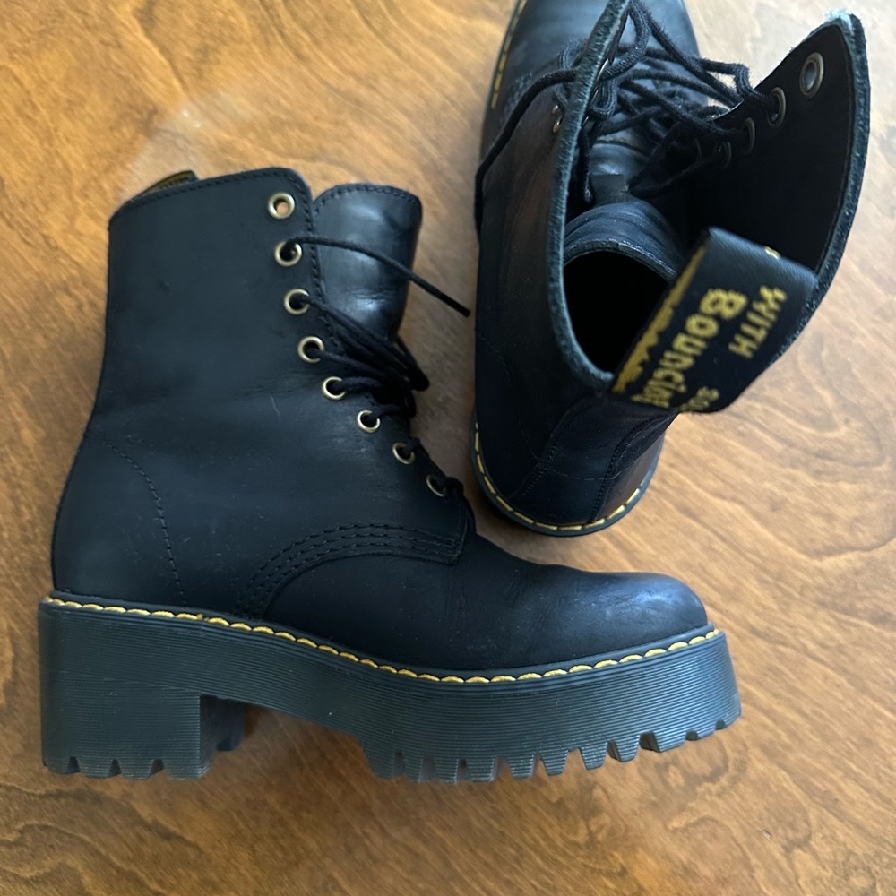 Dr. Martens Black Combat Boots with Chunky Sole